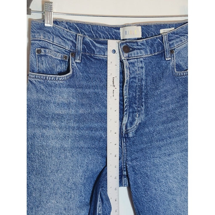Rails The Topanga High Rise Straight Jeans Medium Wash Cut Off Hem Size 30