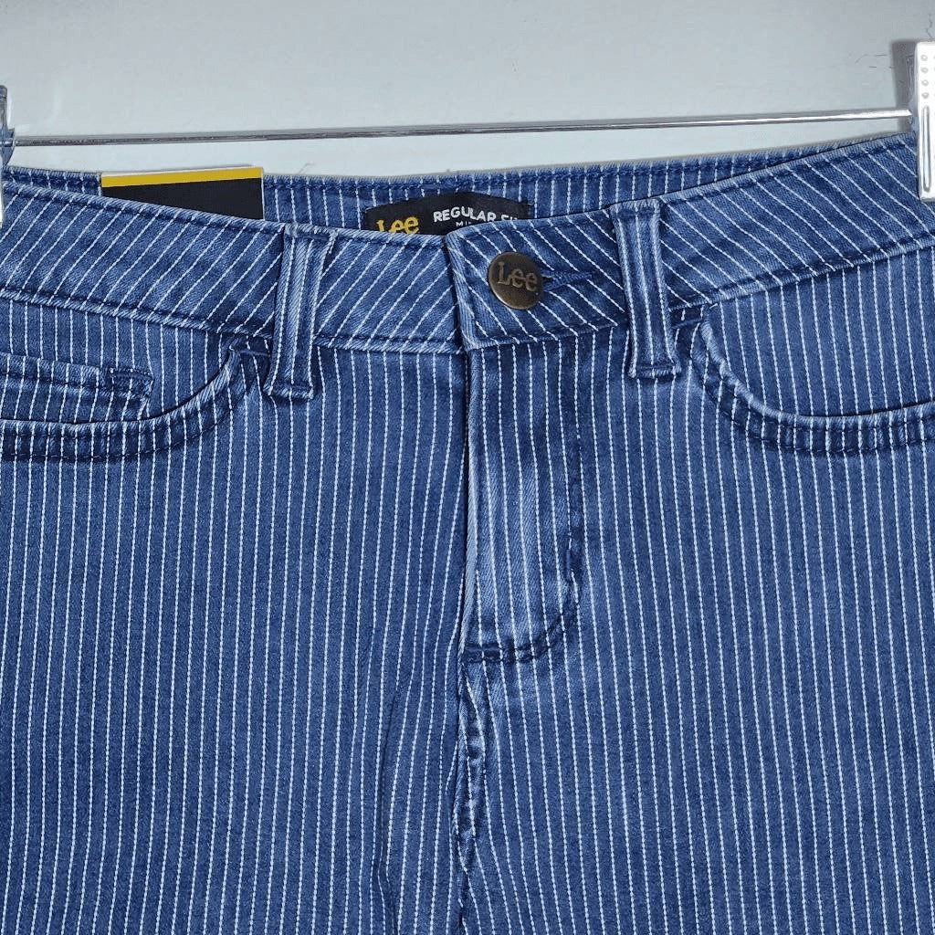 Lee Stripe Denim Shorts NWT Size 4 Lee Mid-Rise Striped Jean Shorts