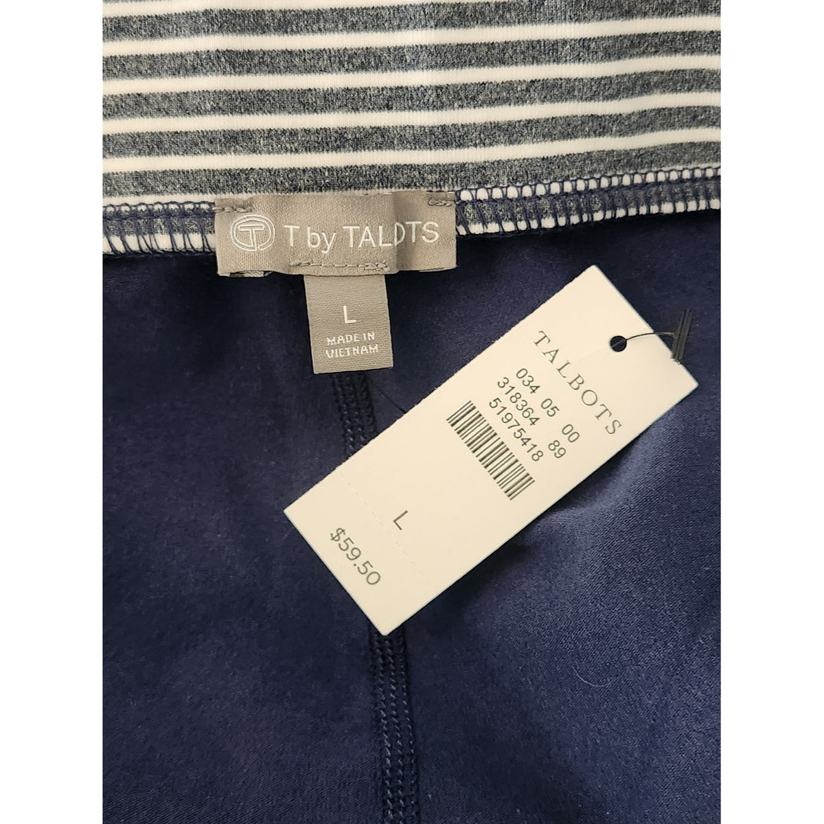Talbots Navy and White Stripe Pull-on Mini Skort Size Large NWT