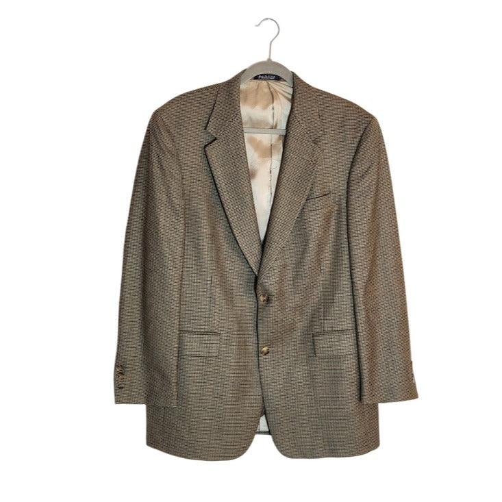 Austin Reed Brown Plaid Houndstooth Wool Sport Coat Size 41R