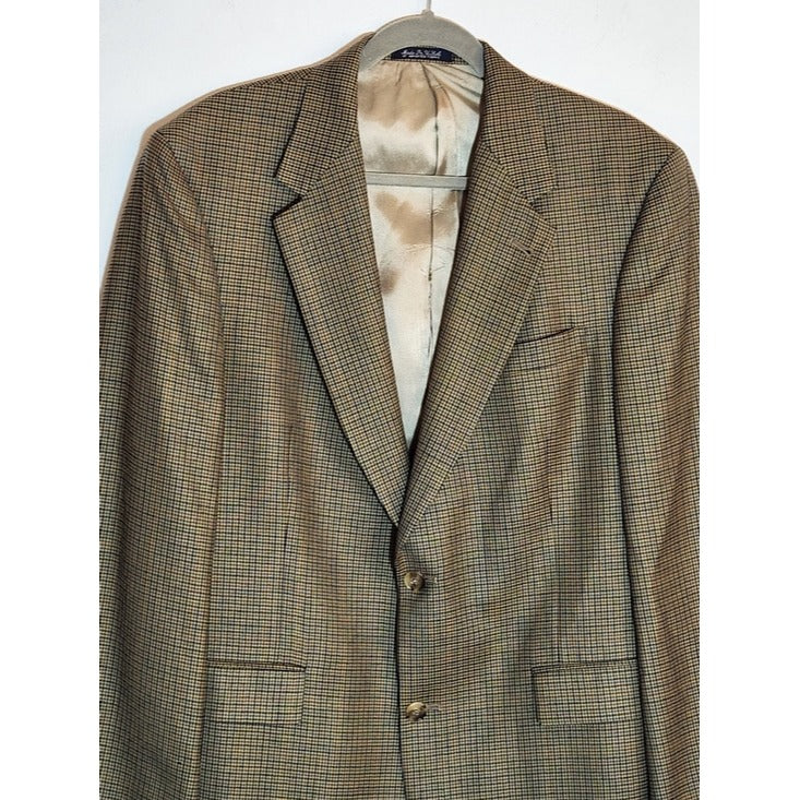 Austin Reed Brown Plaid Houndstooth Wool Sport Coat Size 41R