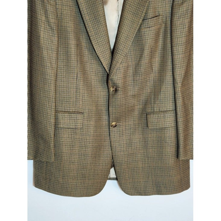 Austin Reed Brown Plaid Houndstooth Wool Sport Coat Size 41R