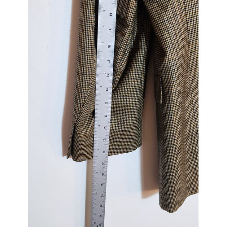 Austin Reed Brown Plaid Houndstooth Wool Sport Coat Size 41R
