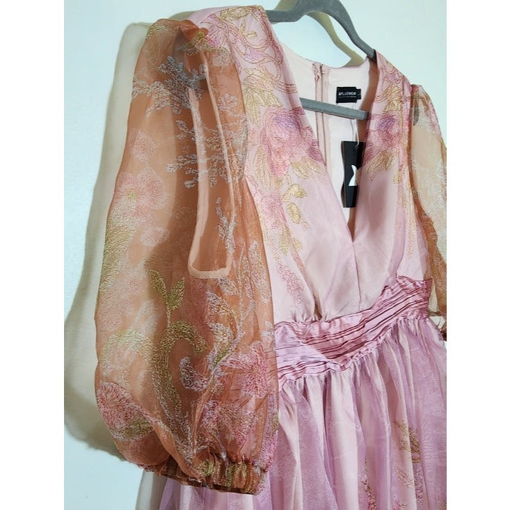 XPlusWear Womens Pink Floral Taffeta Cocktail Dress Size Large NWT Wedding Guest