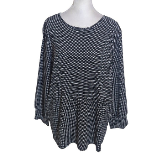 Adrianna Papell Black and White Polka Dot Blouse Size Large