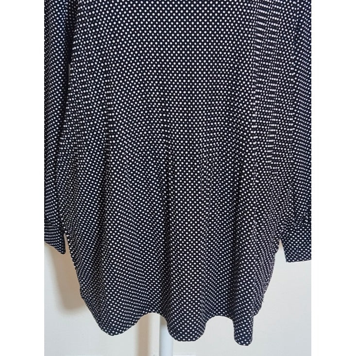 Adrianna Papell Black and White Polka Dot Blouse Size Large