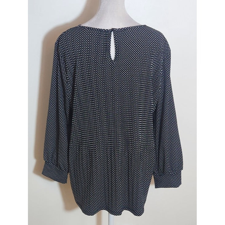 Adrianna Papell Black and White Polka Dot Blouse Size Large
