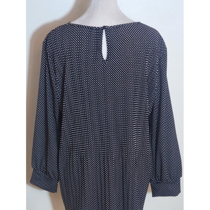 Adrianna Papell Black and White Polka Dot Blouse Size Large