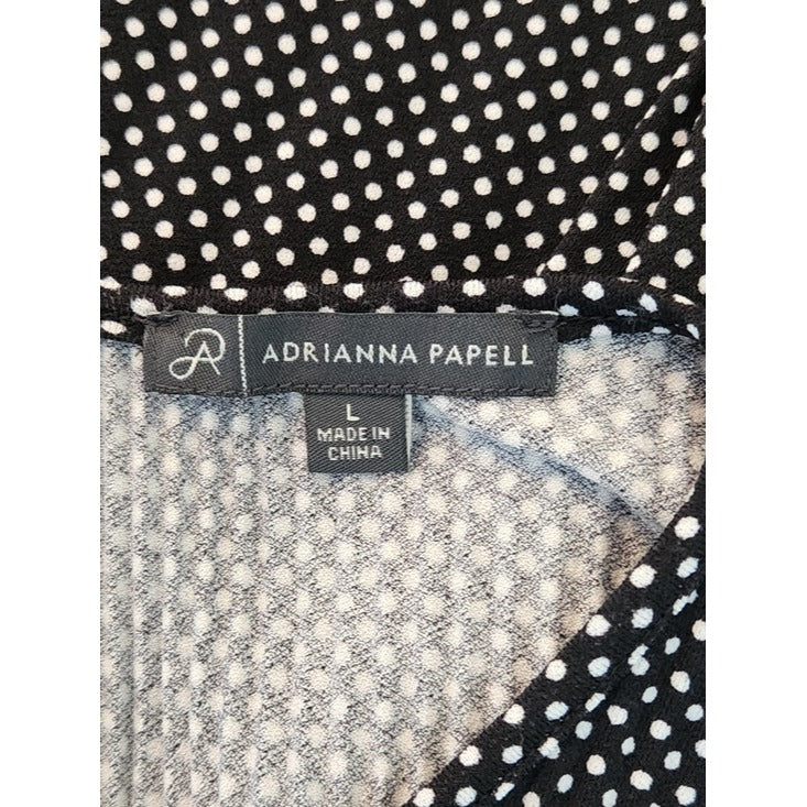 Adrianna Papell Black and White Polka Dot Blouse Size Large