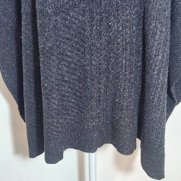Caslon Gray Poncho Sweater Size Medium/Large Chunky Cowl Neck Gray Sweater