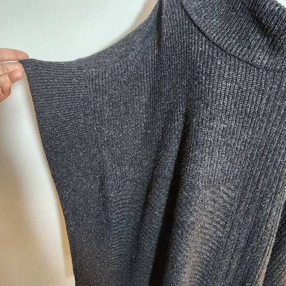 Caslon Gray Poncho Sweater Size Medium/Large Chunky Cowl Neck Gray Sweater