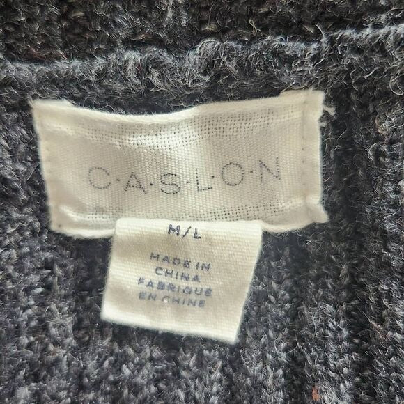 Caslon Gray Poncho Sweater Size Medium/Large Chunky Cowl Neck Gray Sweater