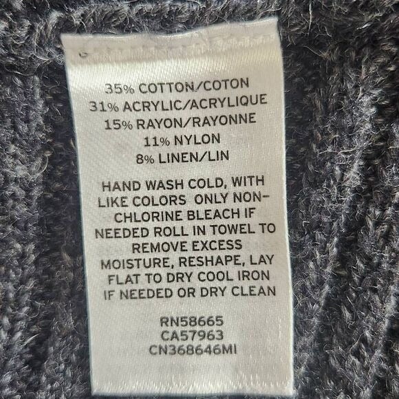 Caslon Gray Poncho Sweater Size Medium/Large Chunky Cowl Neck Gray Sweater
