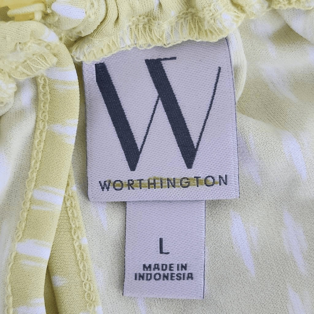Worthington Yellow Print Halter Style Blouse Size Large NWOT Yellow Print Top