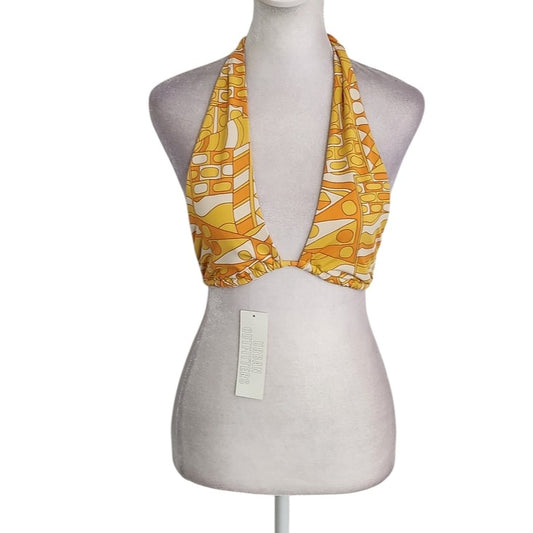 Out From Under Urban Outfitters Orange Retro Print Bikini Top Size Medium NWT