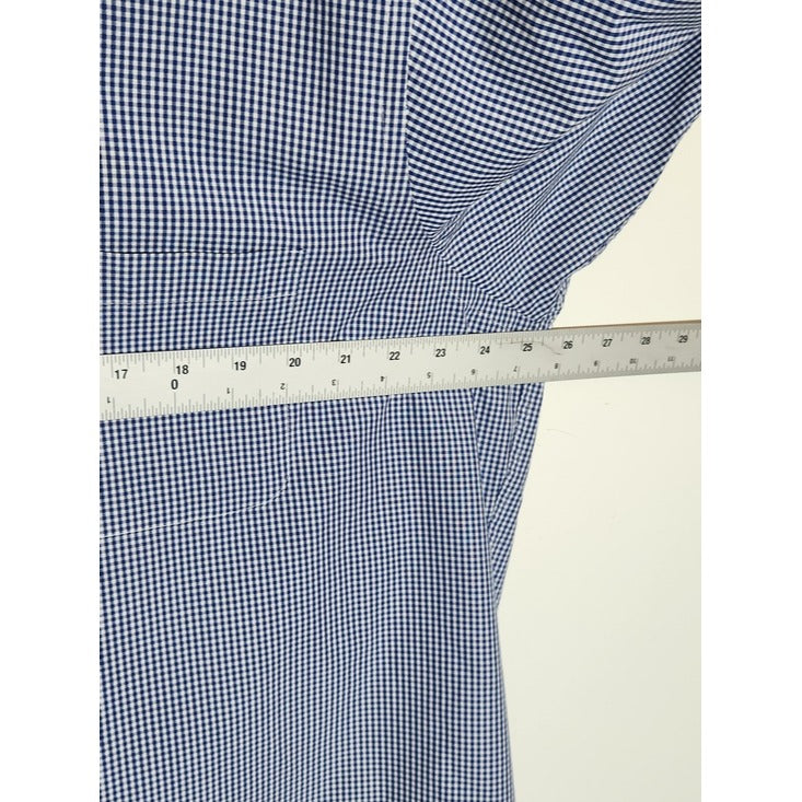 Izod Navy and White Mini Check Buttondown Dress Shirt Size 17.5 34/35