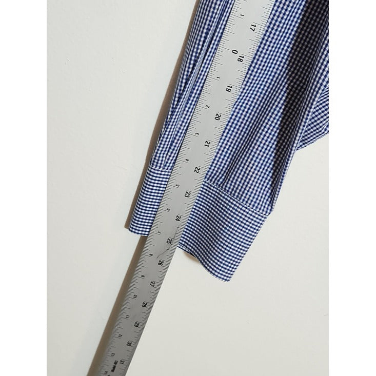 Izod Navy and White Mini Check Buttondown Dress Shirt Size 17.5 34/35