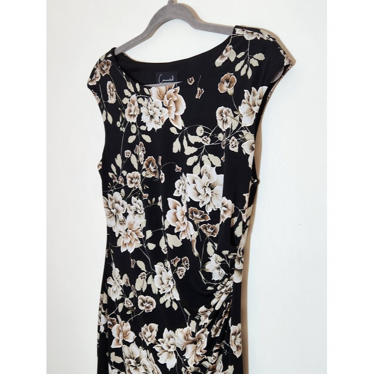 Connected Apparel Black Floral Sheath Dress Size 4 Wedding Guest Dress