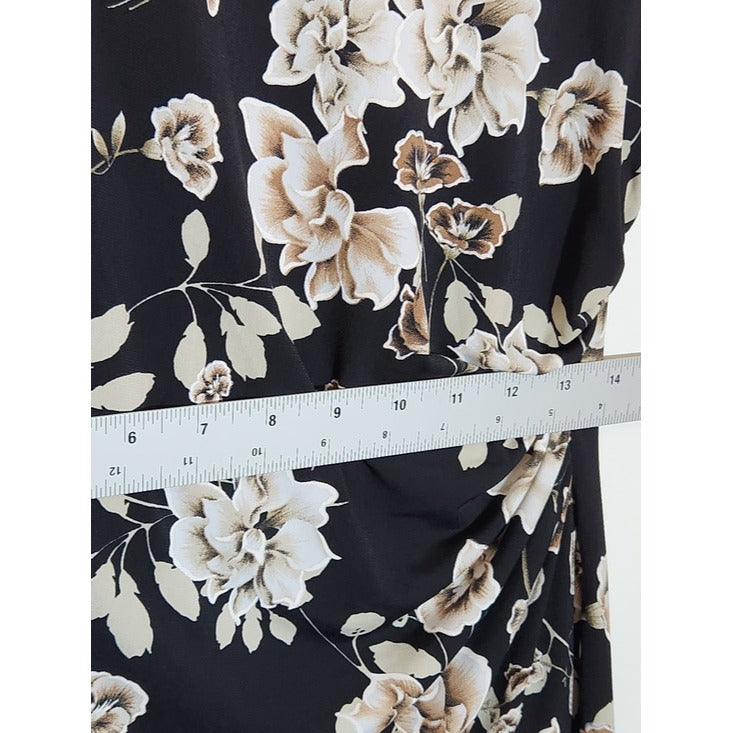 Connected Apparel Black Floral Sheath Dress Size 4 Wedding Guest Dress