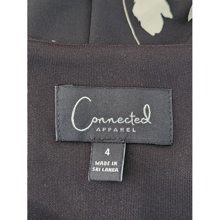 Connected Apparel Black Floral Sheath Dress Size 4 Wedding Guest Dress