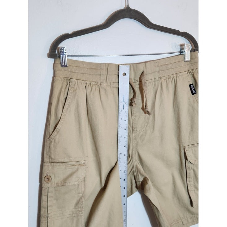 Highland Originals Mens Khaki Pull-On Cargo Shorts Size Medium NWT