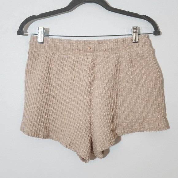 LA Hearts Beige Textured Knit Cardigan and Shorts Matching Set Size Medium