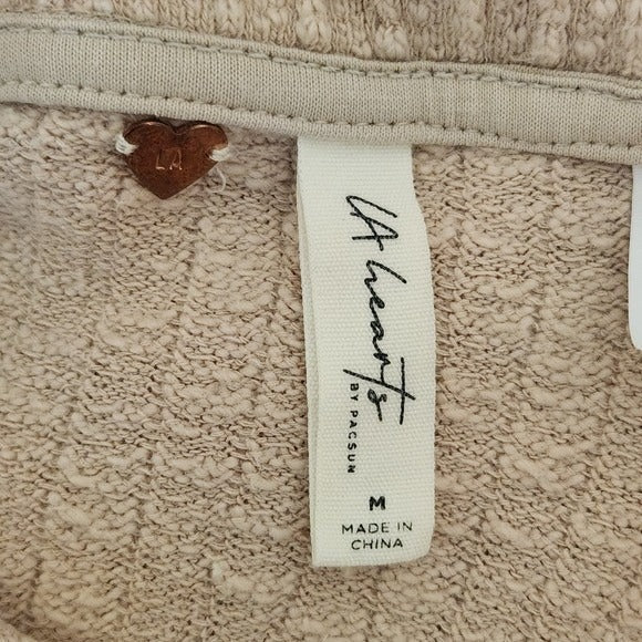 LA Hearts Beige Textured Knit Cardigan and Shorts Matching Set Size Medium