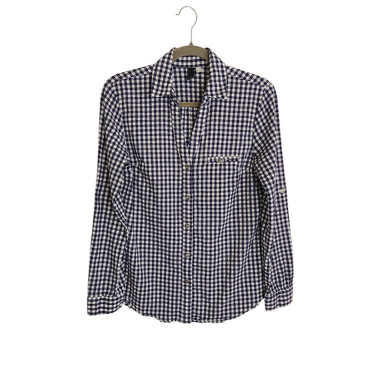 Kut from the Kloth Navy and White Gingham Button Up Shirt Size Small