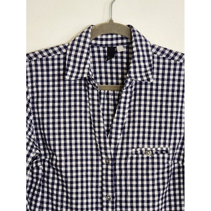Kut from the Kloth Navy and White Gingham Button Up Shirt Size Small