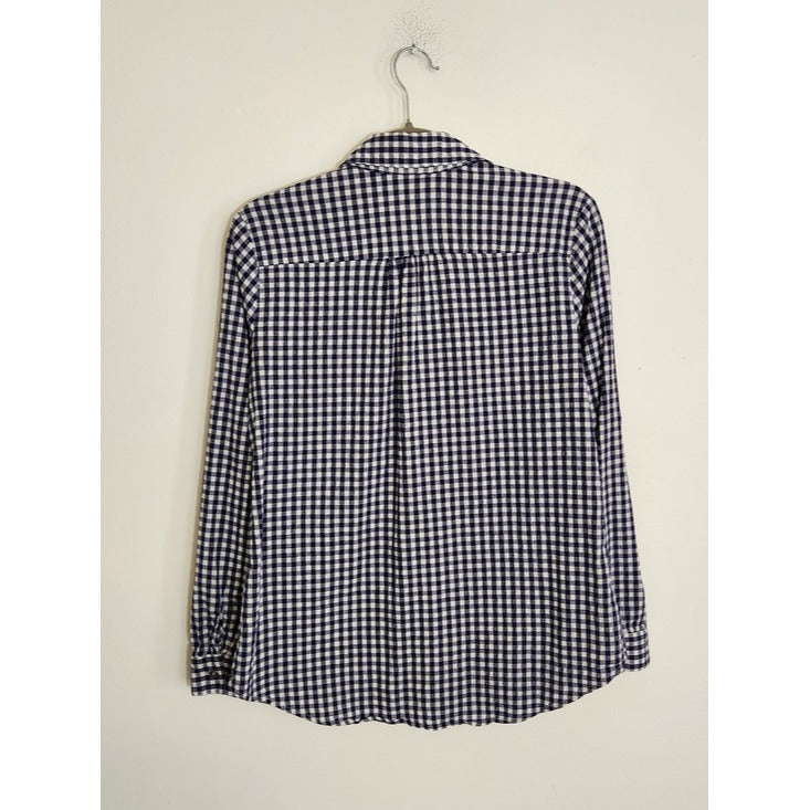 Kut from the Kloth Navy and White Gingham Button Up Shirt Size Small