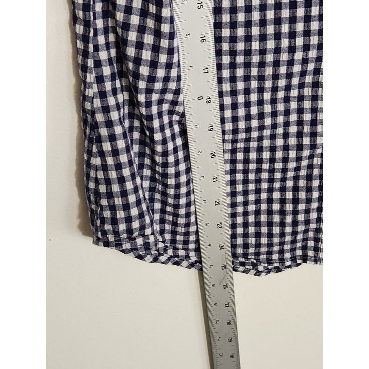 Kut from the Kloth Navy and White Gingham Button Up Shirt Size Small