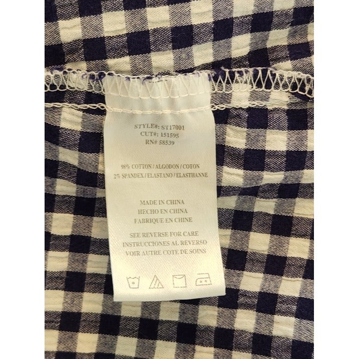 Kut from the Kloth Navy and White Gingham Button Up Shirt Size Small