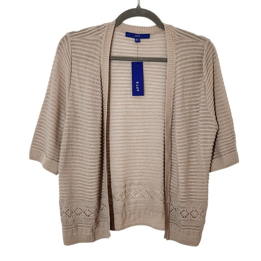 Apt. 9 Women's Khaki Knit Cardigan NWT Size Medium Cropped Sweater Cardigan