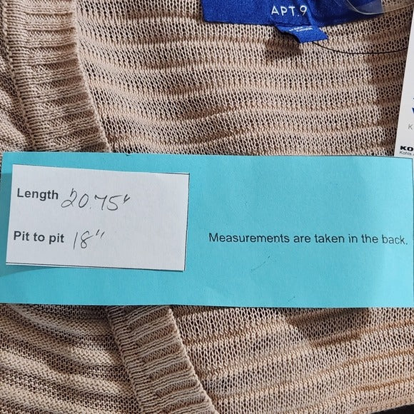 Apt. 9 Women's Khaki Knit Cardigan NWT Size Medium Cropped Sweater Cardigan