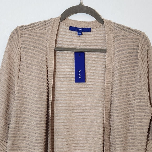 Apt. 9 Women's Khaki Knit Cardigan NWT Size Medium Cropped Sweater Cardigan