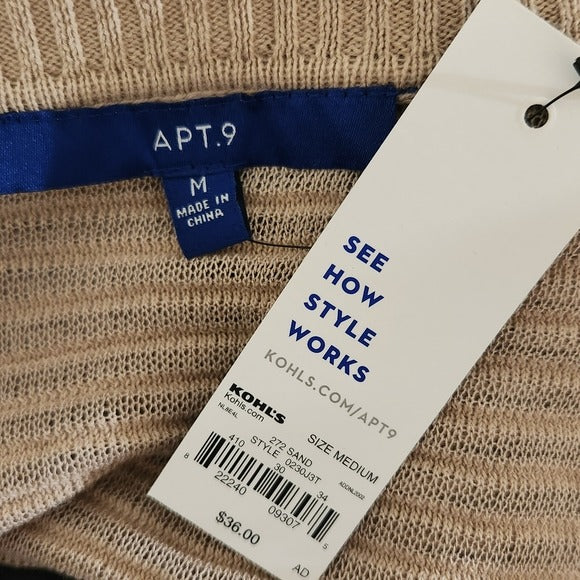 Apt. 9 Women's Khaki Knit Cardigan NWT Size Medium Cropped Sweater Cardigan
