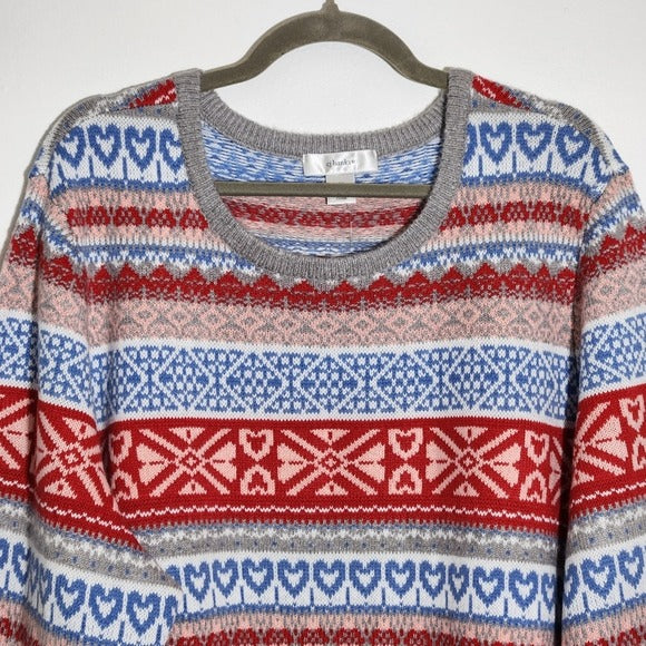 CJ Banks Red and Blue Fair Isle Sweater Size 3X NWT