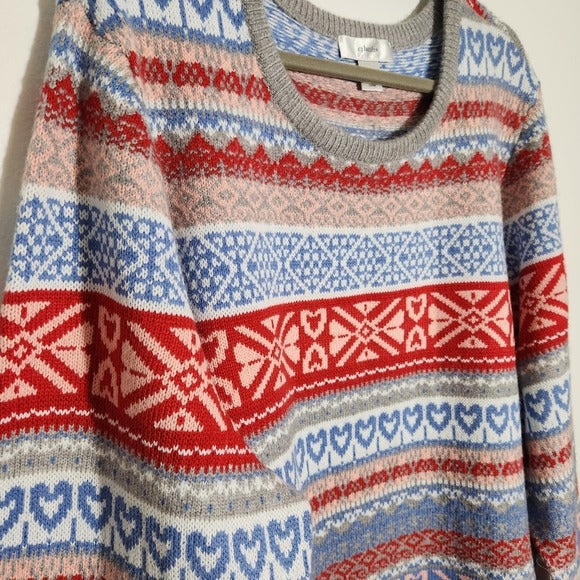 CJ Banks Red and Blue Fair Isle Sweater Size 3X NWT
