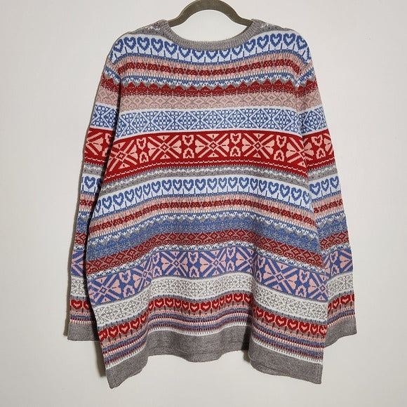 CJ Banks Red and Blue Fair Isle Sweater Size 3X NWT