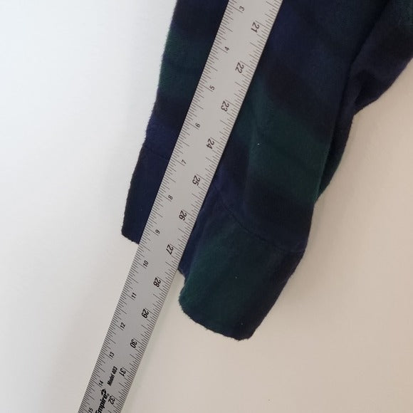 Lands End Mens Green and Navy Flannel Shirt Size XXL Tall