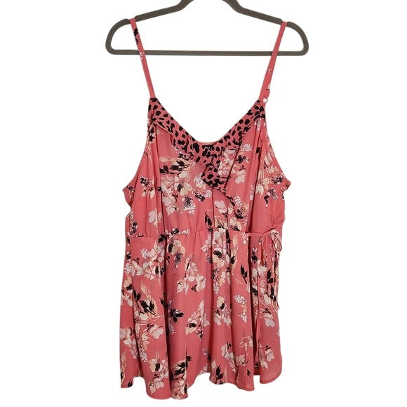 Torrid Pink Floral Wrap Top Size 1X