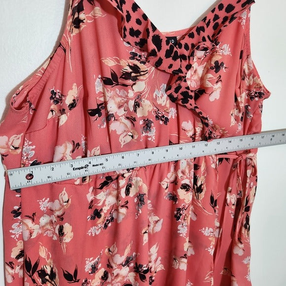 Torrid Pink Floral Wrap Top Size 1X