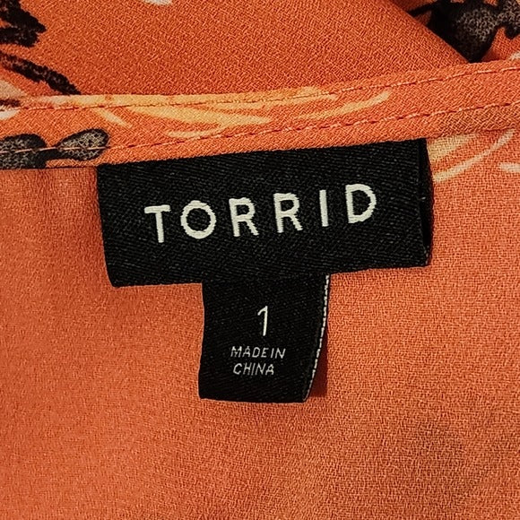 Torrid Pink Floral Wrap Top Size 1X