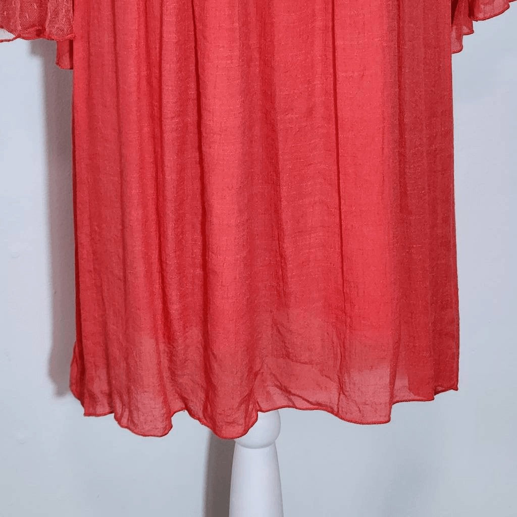 Rebellion Coral Mini Dress with Lace Detail NWT Size Large Wedding Guest Dress