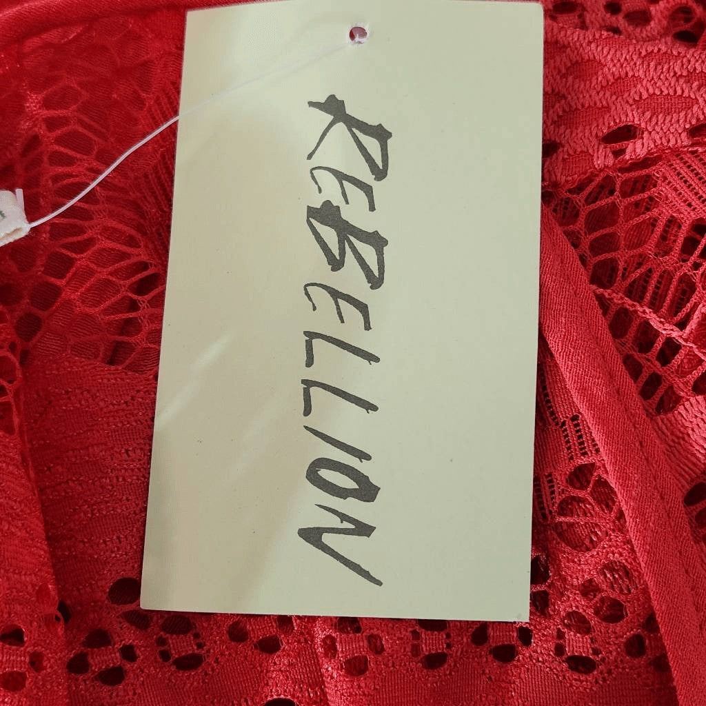 Rebellion Coral Mini Dress with Lace Detail NWT Size Large Wedding Guest Dress