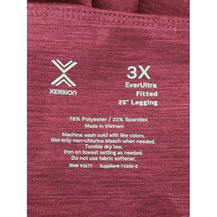Xersion Burgundy Ever Ultra Fitted 25 Inch Athletic Leggings Size 3XL NWOT