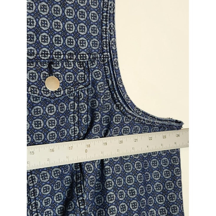 CJ Banks Blue Printed Button Down Denim Vest Size 2X