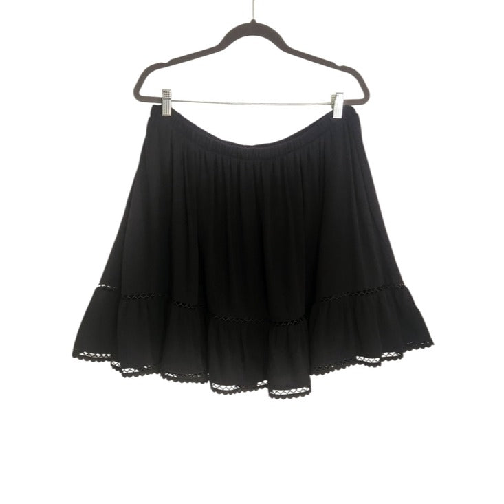Torrid Black Full Mini Skater Skirt with Crochet Trim Size 1X