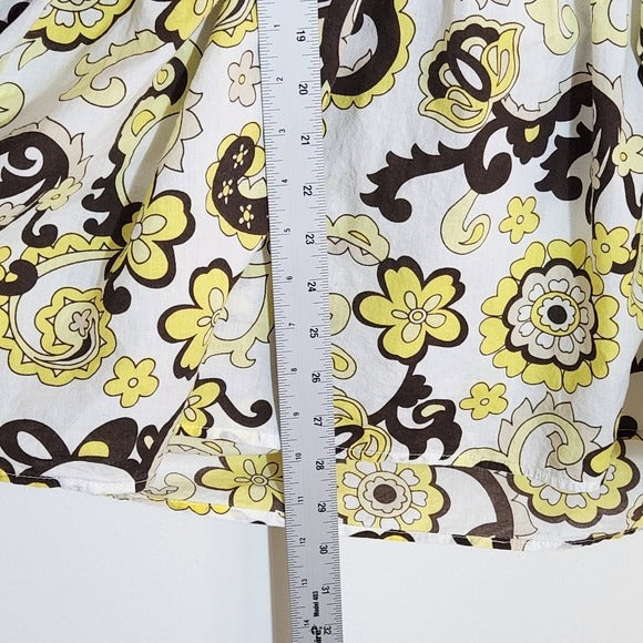Cato Brown and Yellow Paisley Floral Y2K Boho Top Size 18/20W