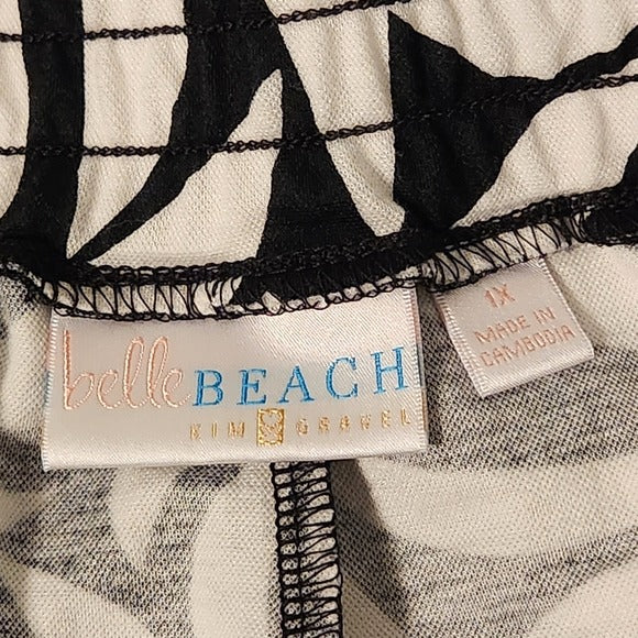 Belle Beach by Kim Gravel Black and White Floral Print Shorts Size 1X